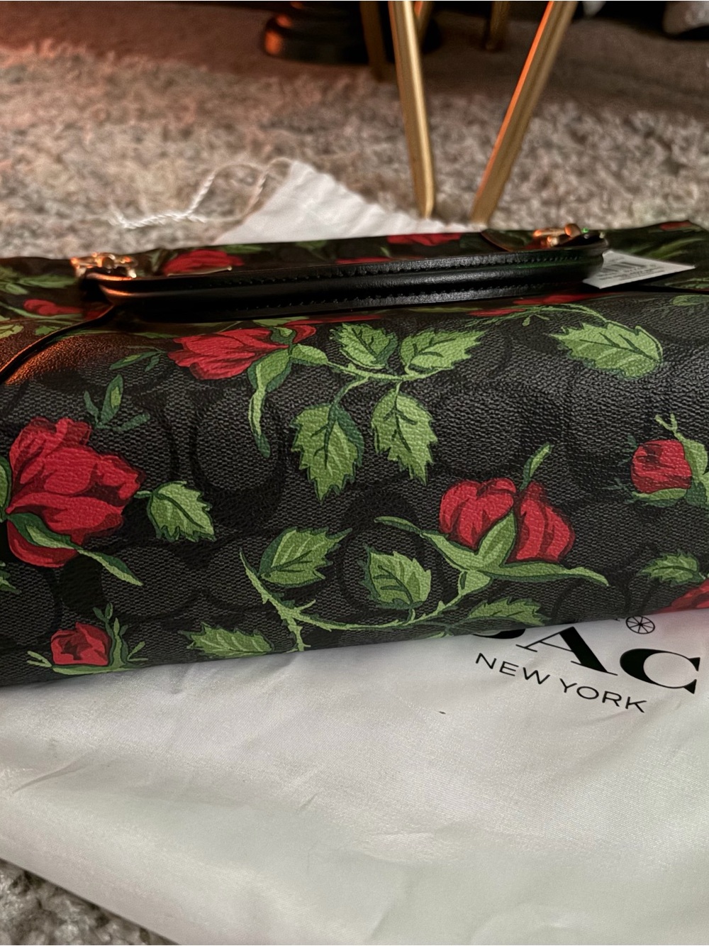 NWT COACH Kacey Bag In Signature Canvas With Fairytale Rose Print With Wristlet - Picture 5 of 11